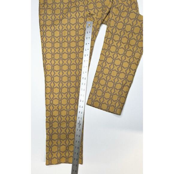 Tibi Pants Womens 2 Slim Crop Mustard Yellow Cotton Throwing Stars Career Preppy - Picture 14 of 15